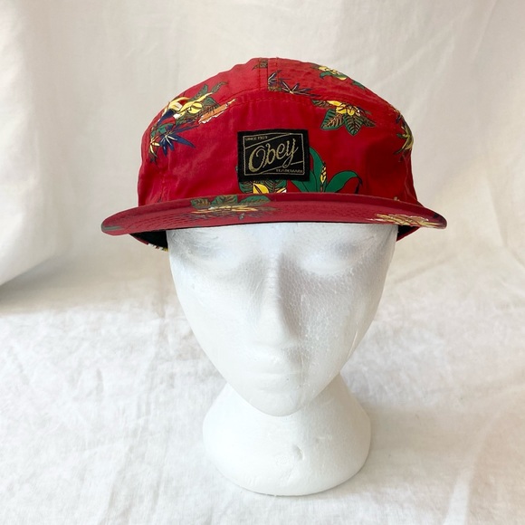 Obey Red Floral Pattern Hat - Picture 2 of 14